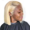 Hoscod Blonde Bob Wig Human Hair Straight 613 Bob Wig Human Hair 12 Inch 180 Density 613 Blonde Suitable for All Hair Types 13x4 HD Transparent Lace Wigs for Women Glueless Bob Wigs with Baby Hair