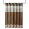 Madison Park Amherst Bathroom Shower Curtain Faux Silk Pieced Striped Modern Microfiber Bath Curtains, 72x72" Inches, Blue