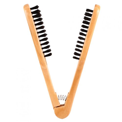 Double-Sided Bristle and Wooden Anti-Static Hairstyling Comb - Straightening Brush with Hair Clamp for Professional Hairdressing and DIY Salon