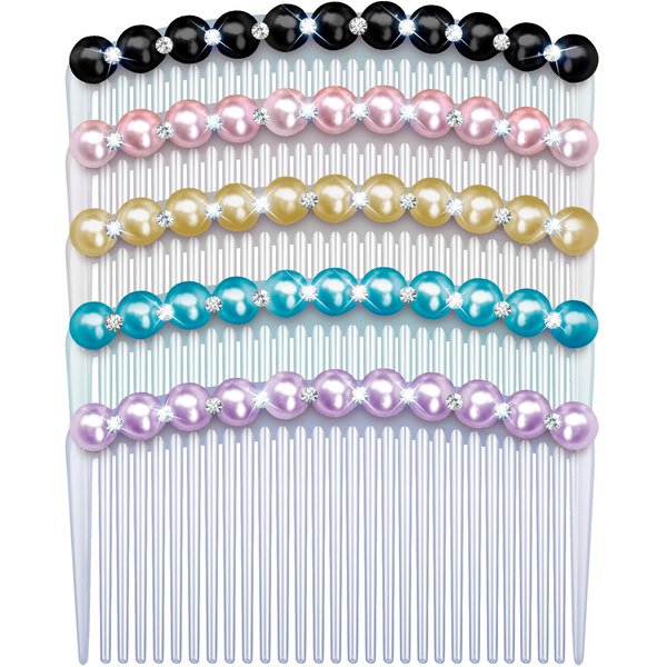 MARY LAVENDER Side Hair Comb with Pearls Rhinestone for Women Hold Bangs Hair Twist Clips, French Twist Hair Pin Decorative Hair Accessories for Girls Kids 5pcs