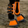 HORZE High-Visibility Reflective Neoprene Horse Bell Boots for Nighttime Horseback Riding - Orange - XL