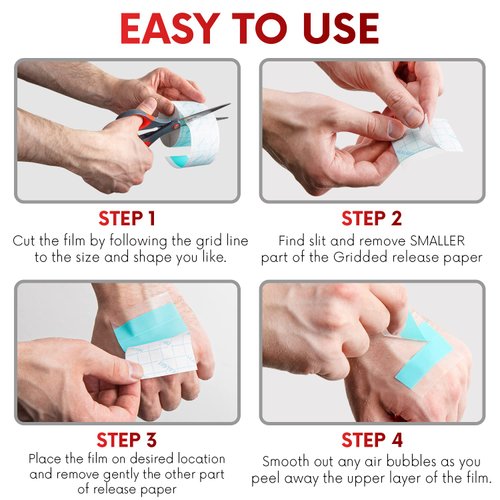 Tattoo Aftercare Waterproof Bandage - Transparent Film Roll Dressing - Breathable Stretch Adhesive Second Skin - Healing & Protective Hygienic Wrap for Tattoo and Medical Use