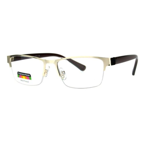 Multi Focus Progressive Reading Glasses 3 Powers in 1 Rectangle Gold +1