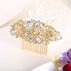 EVER FAITH Women's Austrian Crystal Wedding Clover Flower Leaf Hair Comb Clear Gold-Tone