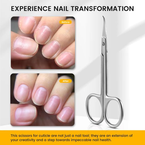 BEZOX Precision Curved Tip Cuticle Scissors - Russian Style Sharp Nail Dead Skin and Hangnail Scissor, Professional Cuticle Trimmer with Sharp, Thin Blade - Ideal for Right & Left-Handed Use