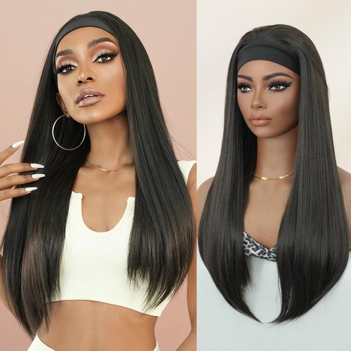 7JHH WIGS Headband Wig for Black Women 28in Long Straight Layered Glueless Wigs 160 Density Yaki Straight High Natural Hair Soft and Gorgeous Straight wigs for White Women Daily Used