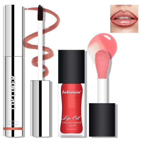 Wugbc Peel Off Lip Stain Pinked, Lip Tint Stain Peel Off Long Lasting Tattoo Lip Liner and Lipstick Combo Set Long Wear Lip Liner Stain Peeling Matte Finish with Hydrating Lip Gloss for Women Makeup