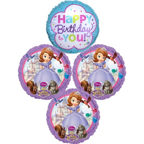 Anagram Princess Sofia Birthday Party Supplies 4pc Balloon Bouquet Decorations