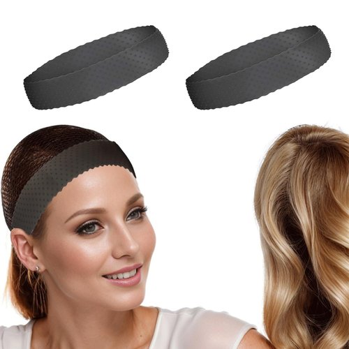 Quizzhe 2PCS Silicone Headband Transparent Fix Wig Grip Band Non Slip Comfort Natural Wig Grip Elastic Sport Yoga Headbands to Hold Wig Grip Cap for Womens (Style2)