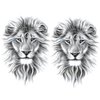 Oottati 2 Sheets Arm Thigh Leg Waterproof Fake Temporary Tattoos Sticker Grey Lion