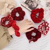 Yonchic 6-Piece Velvet Elastic Hair Ties, Gentle Style Christmas Scrunchies for Women Long Thick Hair, No Damage Hair Scrunchies Rubber Bands Accessories (Red)