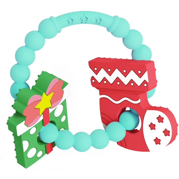Christmas Baby Teething Ring Toys – Christmas Gift & Stocking Teethers for Newborns, Infants & Toddlers – Sensory Chew Bracelet for Teething Relief – Perfect Baby’s First Christmas Basket Stuffers