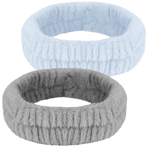 Chanaco Skincare Headband, Spa Headband, Headband for Washing Face, Makeup Headband, Face Wash Headband, Teen Girl Gifts Trendy Stuff, Hair Accessories for Women Girls (Blue,Grey)