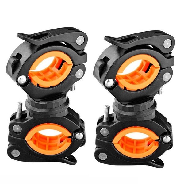 Vonpri [2 Pack] Flashlight Holder, Mount Bicycle Mounting Bracket Flashlight Holder Torch Clip 360º Rotation (Orange)