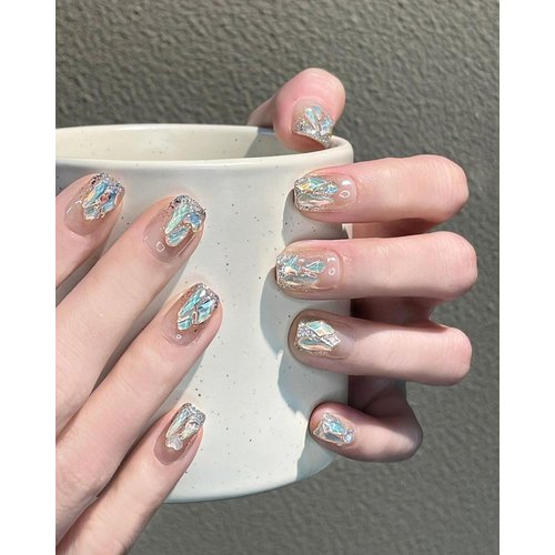 Short Press On Nails, Short Square Press On Nails - Handmade Rhinestone Reusable Glitter Acrylic Fake Nails (12 Sizes, 30pcs) momotor