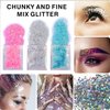Face Gems 6 Sheets Face Jewels Stick On Rhinestones Stickers 30g Chunky Glitter, Gemstones Temporary Tattoo For Women, Festival Rave Outfit Euphoria Accessories (3Luminous)