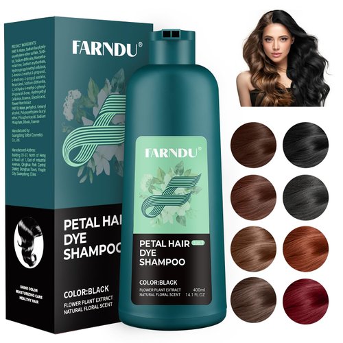 Black Hair Dye Shampoo Gray Hair Coverage for Women Men, Natural Herbal Petal Hair Color Shampoo 3 In 1, champu para canas