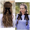CustomyLife 1pcs Black Lace Hair Bow Clip Coquette Bow Barrettes with Long Tail Ribbon for Women Christmas Valentines Wedding Prom Gothic Decorative Accessories