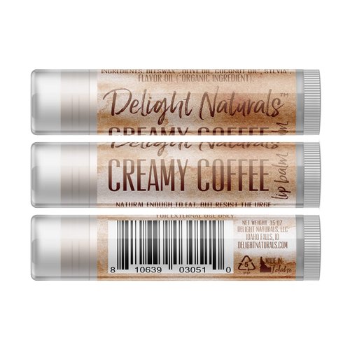 Delight Naturals Coffee House Lip Balm Gift Set - Creamy Coffee, Chai Tea, Creme Brulee, Vanilla Bean