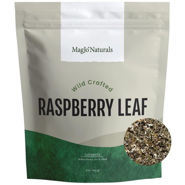 MagJo Naturals, Red Raspberry Leaf (1 Pound) Dried leaves, Wild-Harvest, herbal tea, Cut & Sifted, Packaged in USA, resealable bag