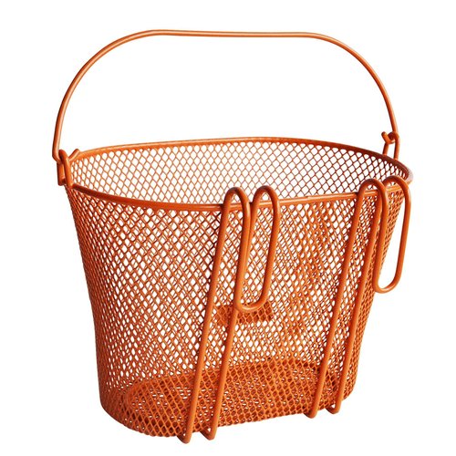 BIRIA Basket with Hooks Orange, Front, Removable, Children Wire mesh Small Kids Bicycle Basket, New, Orange