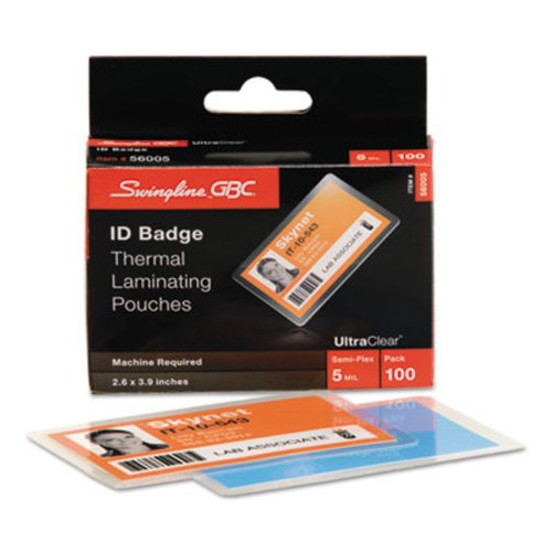 GBC Laminating Sheets, Thermal Laminating Pouches, ID Card Size, 5 Mil, HeatSeal Ultra Clear, 100 Pack (56005)