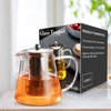 PARACITY Glass Teapot Stovetop 18.6 OZ, Borosilicate Clear Tea Kettle with Removable 18/8 Stainless Steel Infuser, Teapot Blooming and Loose Leaf Tea Maker Tea Brewer for Camping, Travel (550ML)