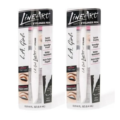 Pack of 2 L.A. Girl Line Art Matte Eyeliner Pen, Pure White GLE715