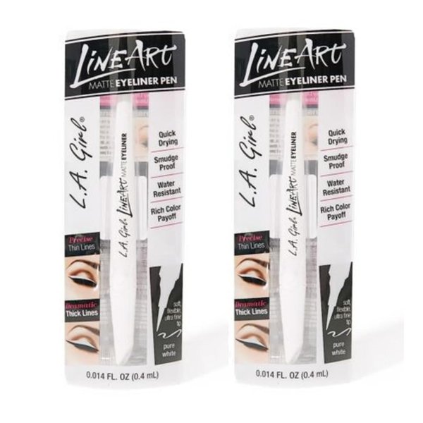 Pack of 2 L.A. Girl Line Art Matte Eyeliner Pen, Pure White GLE715
