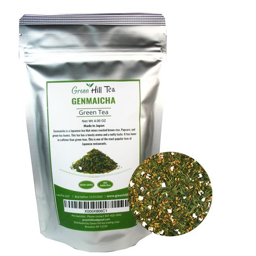 Japanese Genmaicha Popcorn Green Tea premium green tea helps the stomach to digest – 4 Oz Bag