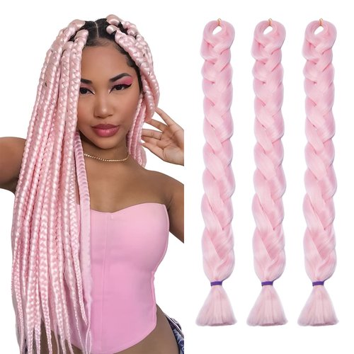 TESSHAIR 3 Packs 41 Inch Jumbo Braiding Hair Extensions for Women, High Temperature Synthetic Fib...