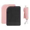 Heat Resistant Silicone Mat for Hair Tools - Pink Flat Iron Pad, Black Curling Iron Pad, Travel Portable Hot Tools Mat (1+1 Pack)
