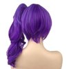 Aimole Short Straight Cute Anime Cosplay Wigs with 1 Long Curly Clip on Ponytail Women Synthetic Wigs Halloween Party Hair(Purple)