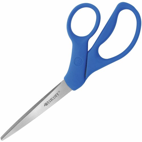 Westcott All Purpose Preferred Stainless Steel Scissors, 8" Bent, Blue, Single