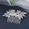 Foyte Crystal Wedding Hair Comb Rhinestone Bride headpiece Silver Butterfly hair piece Leaf Side Hair Combs for Women and Brides