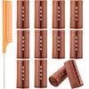 12 Pieces Hair Perm Rods Set Cold Wave Rods Plastic Perming Rods Hair Curling Rollers with Stainless Steel Rat Tail Comb Pintail Comb for Hairdressing Styling Tools (1.57 Inch, Brown)