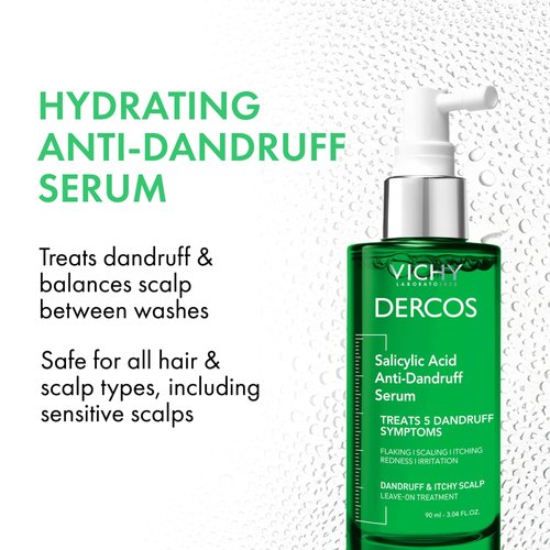 Dercos Salicylic Acid Anti-Dandruff Treatment, Scalp Treatment Targets Dandruff Symptoms & Leaves Scalp Feeling Hydrated & Soothed, Scalp Serum Provides Flaky & Itchy Scalp Relief, 3 Fl. Oz.