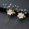Bridal Hair Combs, 5PCS Wedding Hair Pins Set Crystal Flower Hair Clips Bride Bridesmaid Hair Sides Comb Rhinestone Barrettes, Pearl Flower Hair Pins Hair Accessories for Women Girls (Pink)