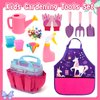 Kids Gardening Tools Set Includes Toddlers Gardening Gloves Sturdy Tote Bag Watering Can Shovel Rake Trowel Children Unicorn Apron Birthday Christmas Easter Gift for Kids Boys Girls