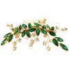 BETITETO Crystal Flower Hair Comb Bridal Wedding Rhinestone Hair Pin Piece for Women Girls (Green)