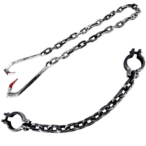 Flotory 2 Pack Halloween Chains Halloween Toy Fake Butcher Hook Plastic Prisoner Wrist Shackles Chain Props for Halloween Party Favors Props Decoration