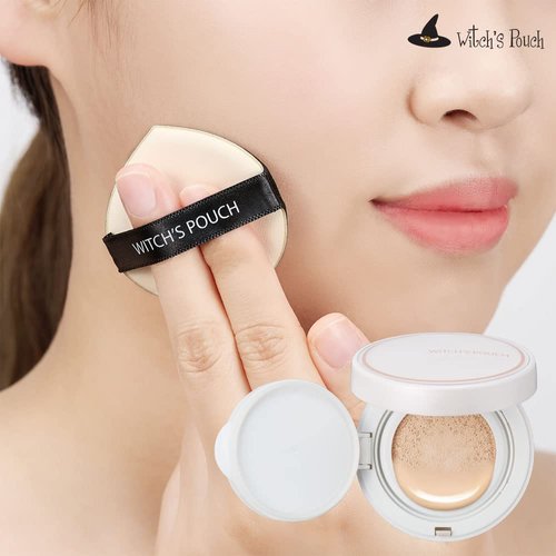 Witch's Pouch Essence Serum Facial Deep Hydration Radiant Barrier BB Cushion Foundation SPF38 PA++ Cover Long Lasting Toneup Moisture Korean Makeup (23 Natural Beige)