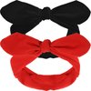 Hicarer 2 Pcs Christmas Bandana Headband for Women Retro Cotton Wide Headwrap with Bows Vintage Valentine's Day Adjustable Headband Rabbit Ear Bow Hairband for Women and Girls(Red and Black)