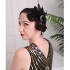 Aimimier 1920s Flapper Feather Hair Clip Black Roaring 20s Headpiece Costume Masquerade Hair Jewelry for Women and Girls (Style 1)