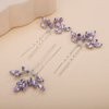 Teyglen 3pcs Bridal Crystal Hair Pins Rhinestones Hair Pieces Simple Crystal Wedding Hair Accessories Handmade Hair Pins for Women Bride Girls (Purple)