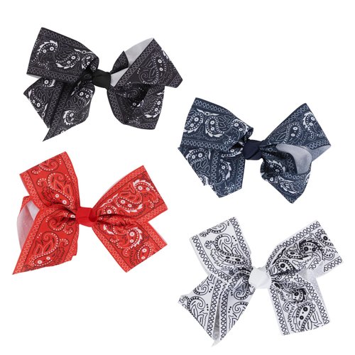 4 Pack Western Paisley Hair Bows for Women Hair Clips (Multi)