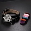 OIDEA Mens Womens Hollow Tree of Life Charm Essential Aromatherapy Oil Diffuser Locket Leather Wrap Bracelet With 8 Color Pads,Size Adjustable,Black