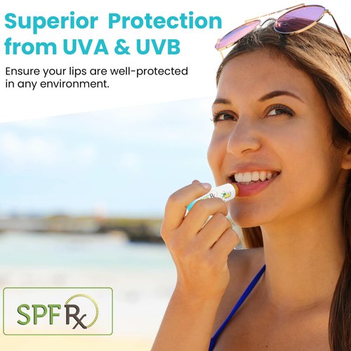 SPF Rx, SPF 30 Pina Colada Sunscreen Lip Balm Broad Spectrum Protection, Rapid Relief for Dry Chapped Lips, Superior Protection Against UVA & UVB Rays - 0.15 oz, (4 Pack)