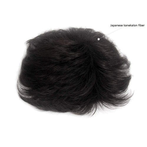 H&Bwig Men Short Toppers Hairpiece Hair Extensions (Natural Black) for Covering White Loss Hair Toupee