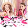 Hair Salon Toys for Girls, 36PCS Kids Pretend Play Makeup Sets, Dress Up Beauty Hair Stylist Toy Kit with Barber Apron, Hair Dryer, Curling Iron, Mirror, Scissors and Styling Accessories